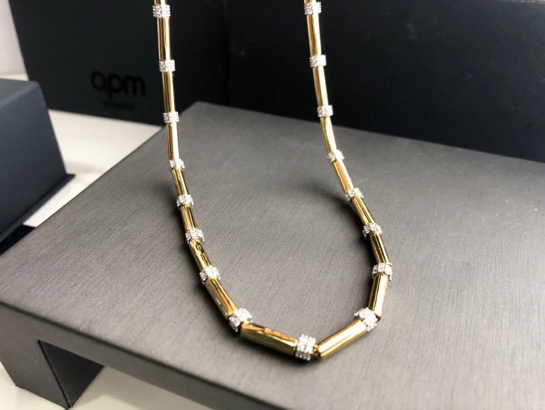 APM Monaco Yellow Gold and Diamond Necklace
